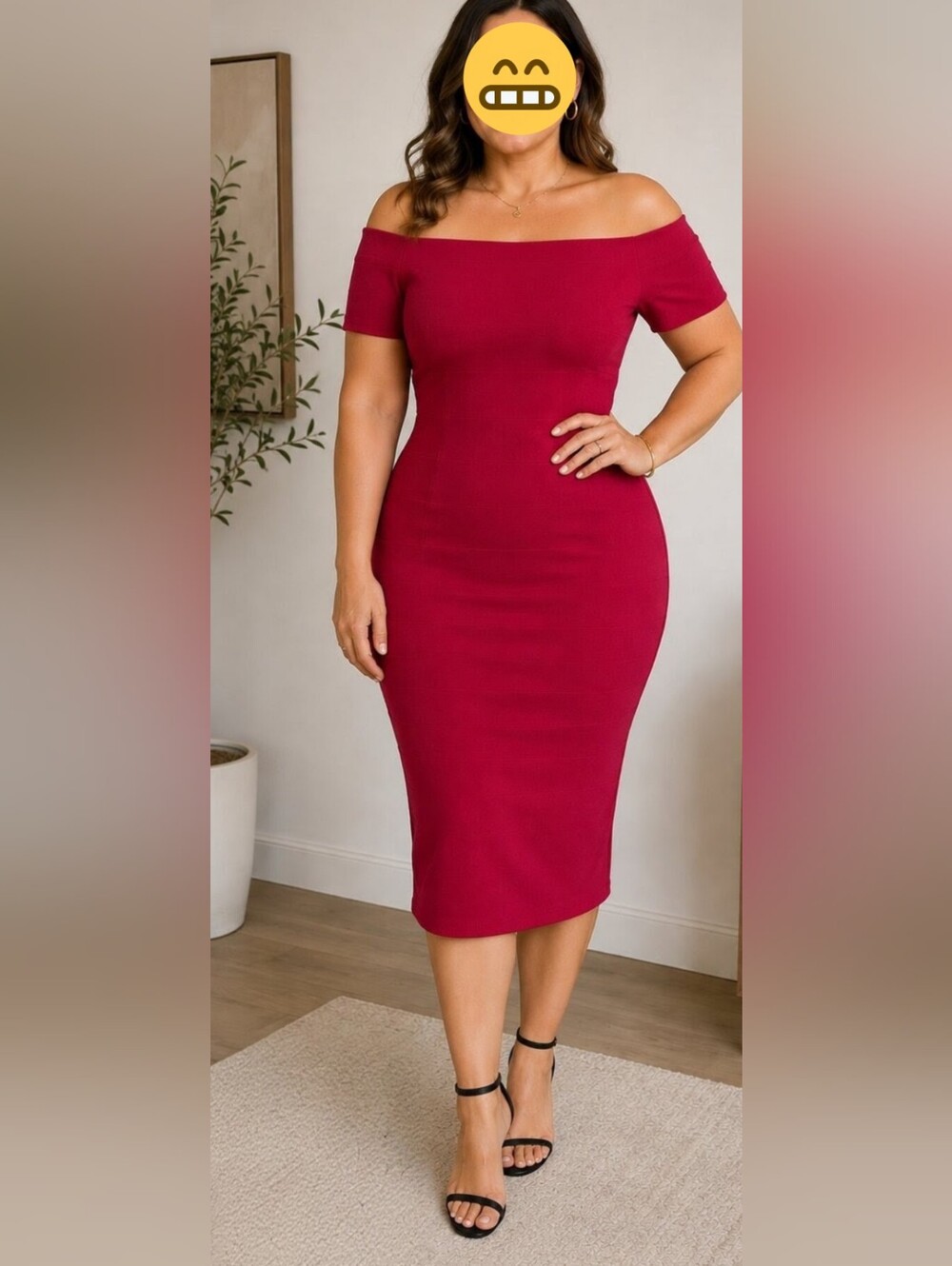 Love Fitted Midi Dress in  Red
